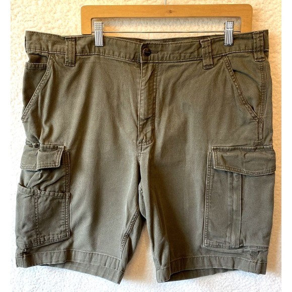 Carhartt Cargo Shorts Mens Sz 40 Relaxed Fit Rugged Cotton Sage‎ Green Button - Picture 1 of 12